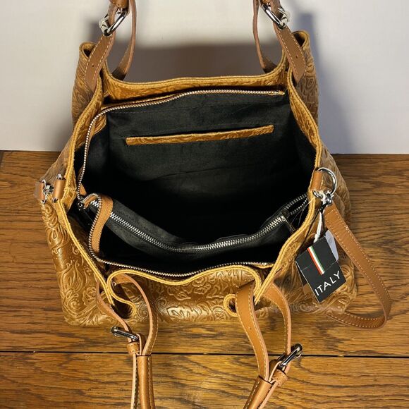 ISADORA ITALY Cuoio Tooled Genuine Leather Large Tote Bag New with Tags - Picture 3 of 16